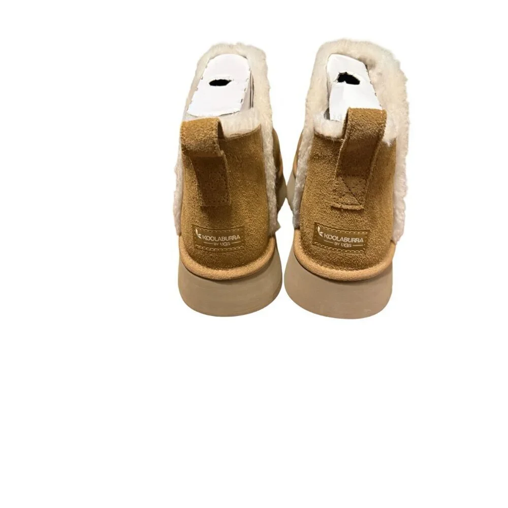 Koolaburra By UGG Womens Ultra Mini Platform Boots Size 12 Tan Suede & Faux Fur